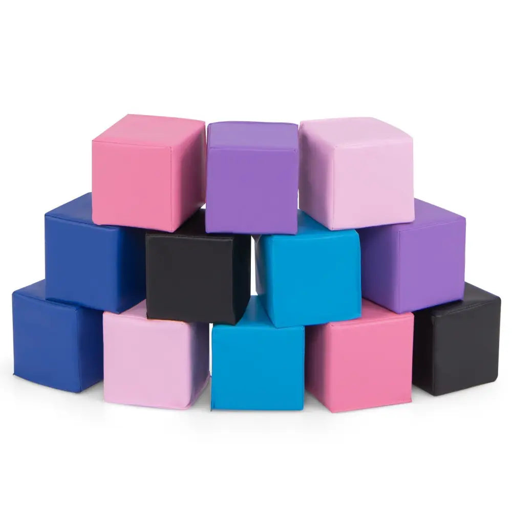 12 Pieces Soft Foam Building Blocks Climbing Foam Cubes Set for Kids - Deep Multicolor - Oasis Home Essentials