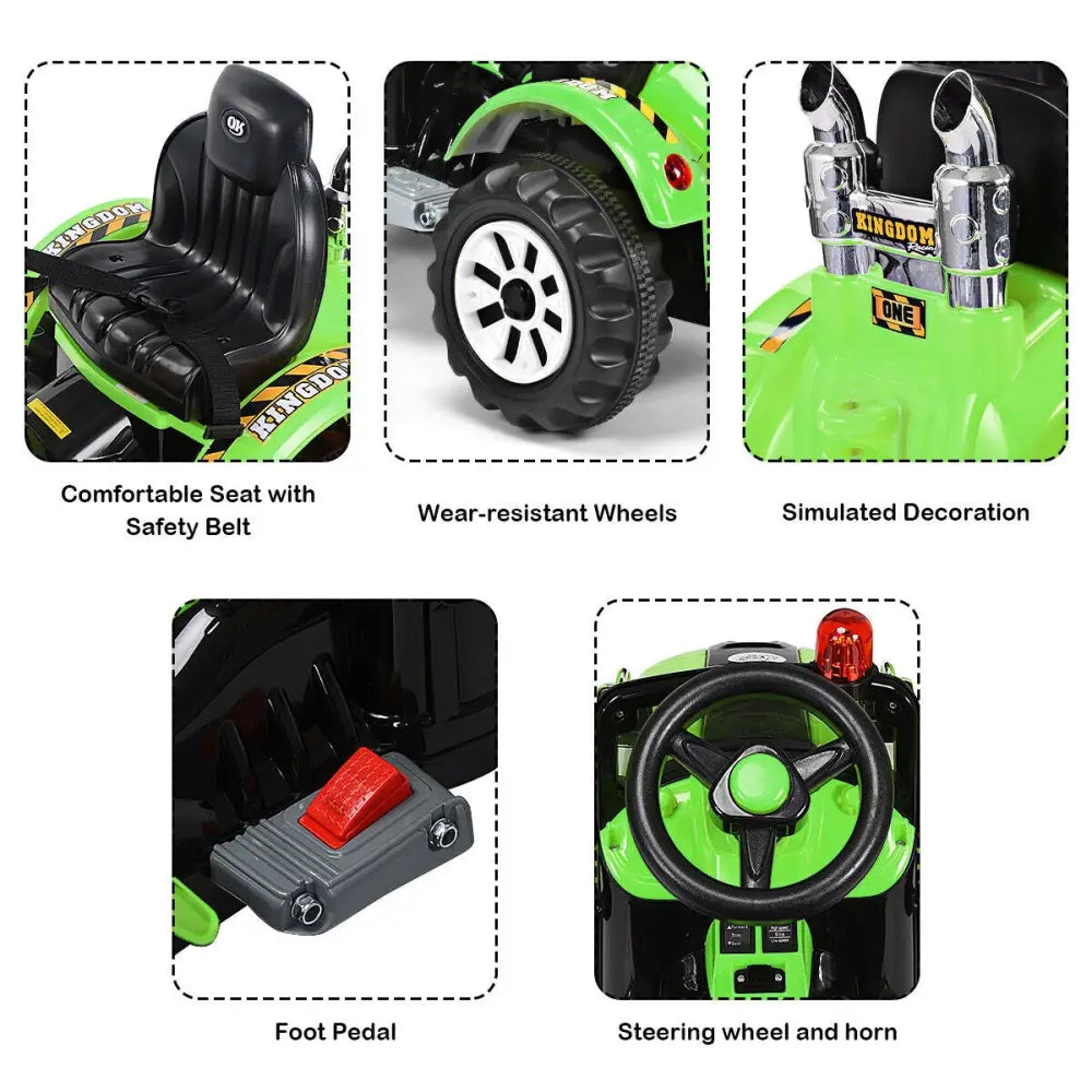12 V Battery Powered Kids Ride on Dumper Truck-Green - Green - Powered Ride On Toys