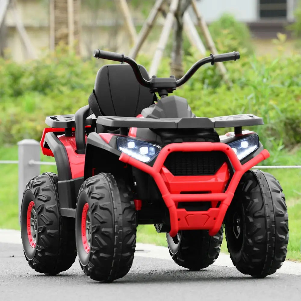 12 V Kids Electric 4-Wheeler ATV Quad with MP3 and LED Lights-Red - Red - Powered Ride On Toys