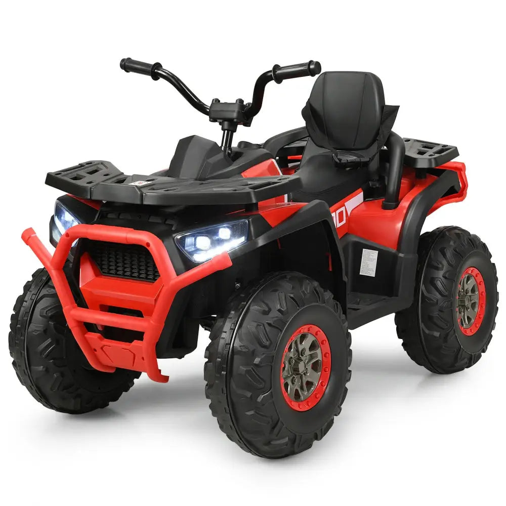 12 V Kids Electric 4-Wheeler ATV Quad with MP3 and LED Lights-Red - Red - Powered Ride On Toys