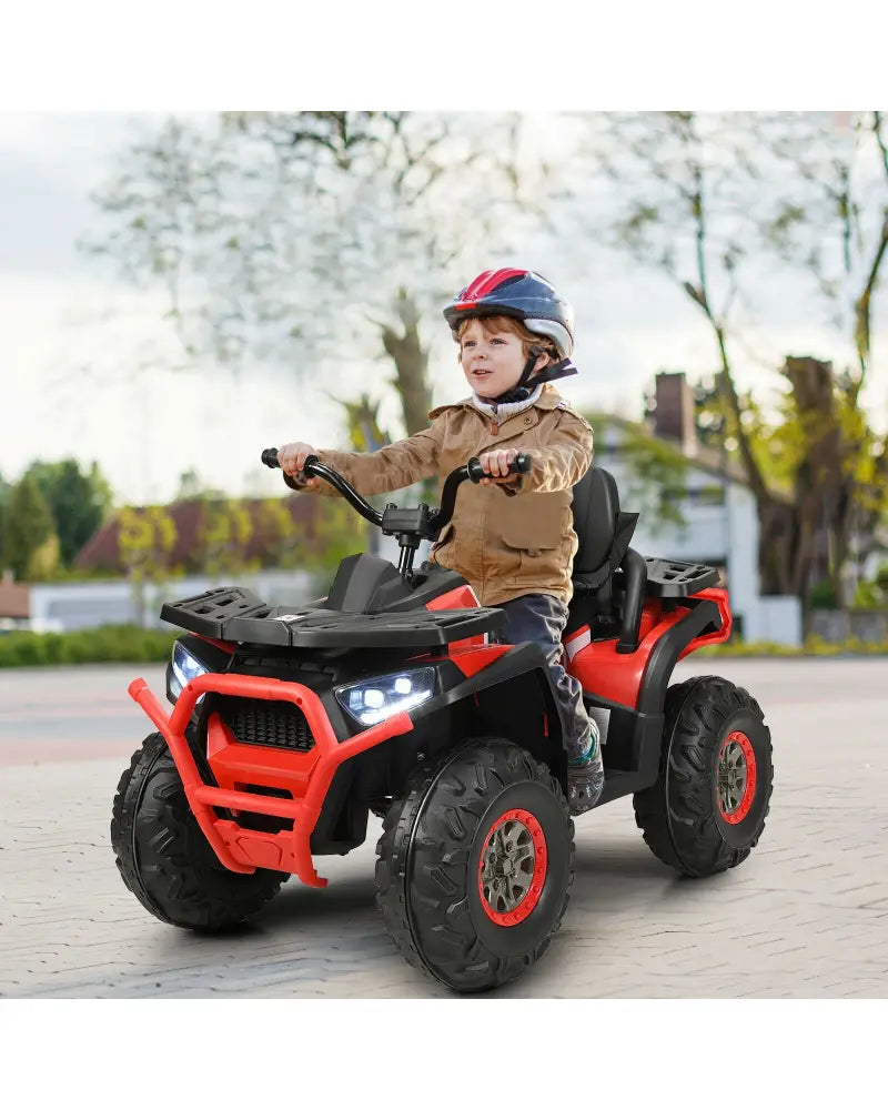 12 V Kids Electric 4-Wheeler ATV Quad with MP3 and LED Lights-Red - Red - Powered Ride On Toys