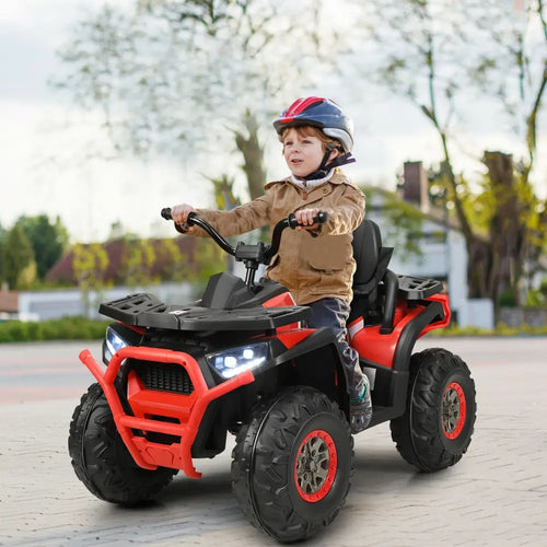 12 V Kids Electric 4-Wheeler ATV Quad with MP3 and LED Lights-Red - Red - Powered Ride On Toys