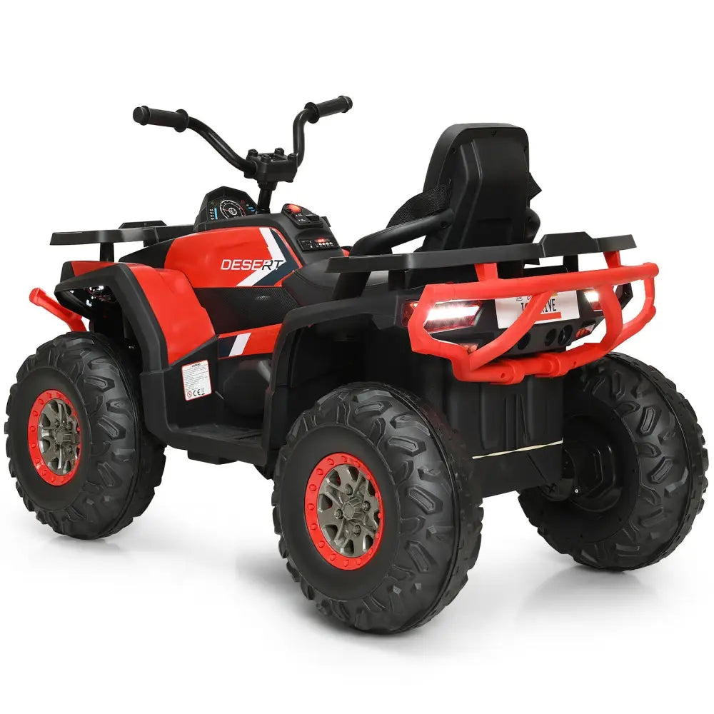 12 V Kids Electric 4-Wheeler ATV Quad with MP3 and LED Lights-Red - Red - Powered Ride On Toys