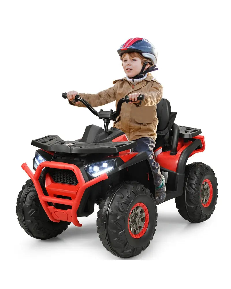 12 V Kids Electric 4-Wheeler ATV Quad with MP3 and LED Lights-Red - Red - Powered Ride On Toys