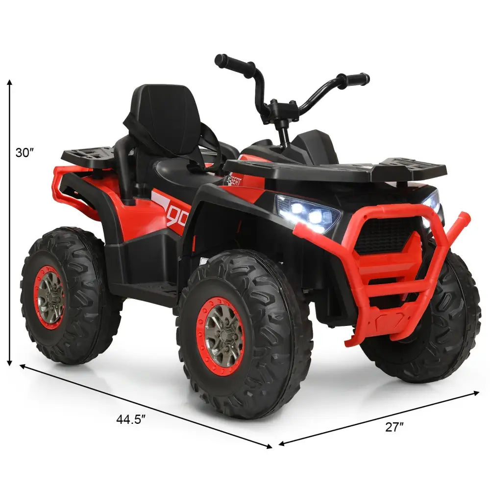 12 V Kids Electric 4-Wheeler ATV Quad with MP3 and LED Lights-Red - Red - Powered Ride On Toys