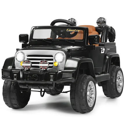12 V Kids Ride on Truck with MP3 + LED Lights-Black - Black - Powered Ride On Toys