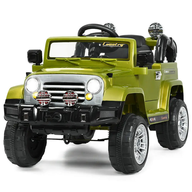 12 V Kids Ride on Truck with MP3 + LED Lights-Green - Green - Powered Ride On Toys