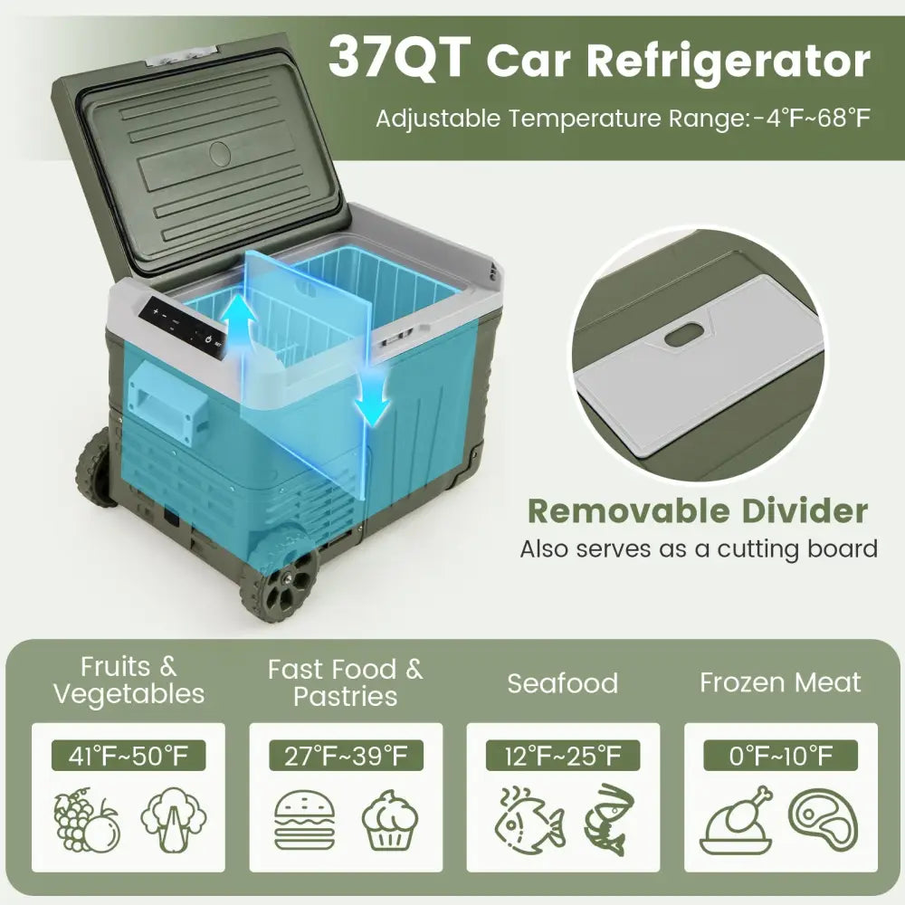 12 Volt Car Refrigerator Portable Car Fridge with Adjustable Range-35L - Coolers