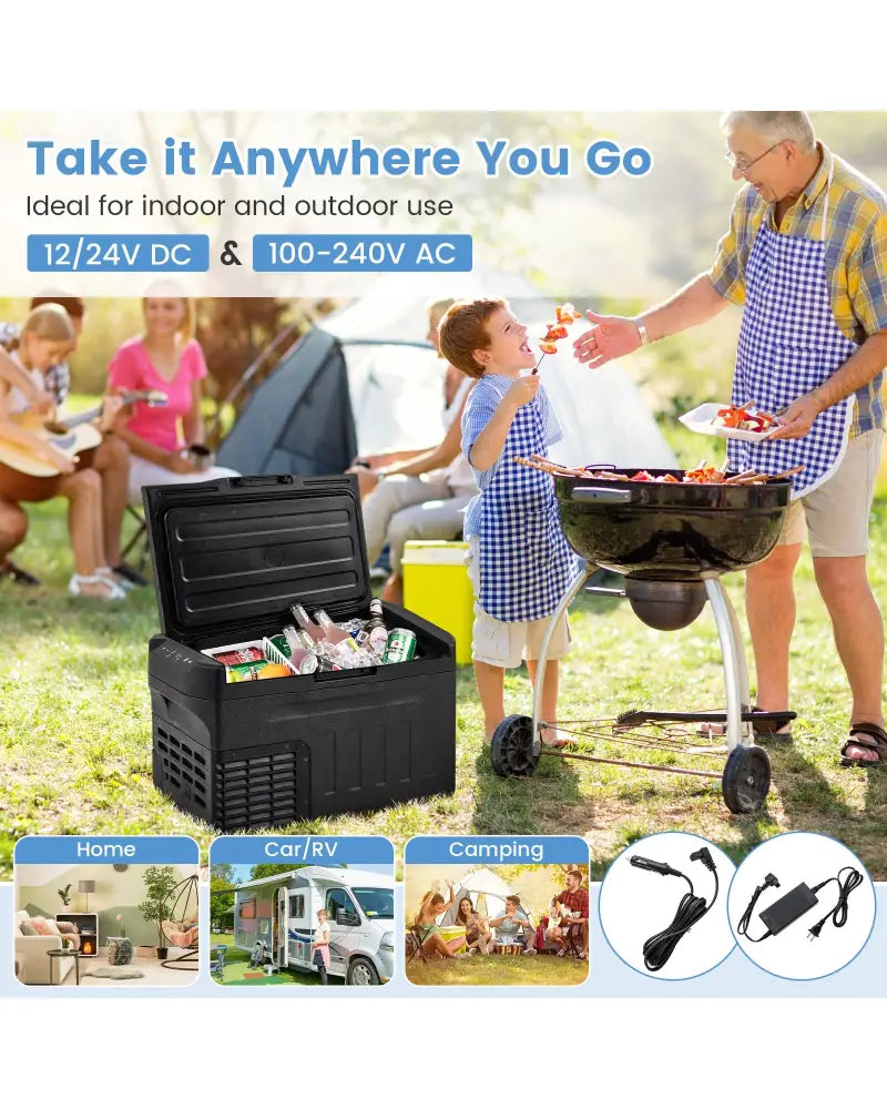 12 Volt Car Refrigerator with Adjustable Range and Divider for Camping RV Travel Fishing Home-S - Coolers