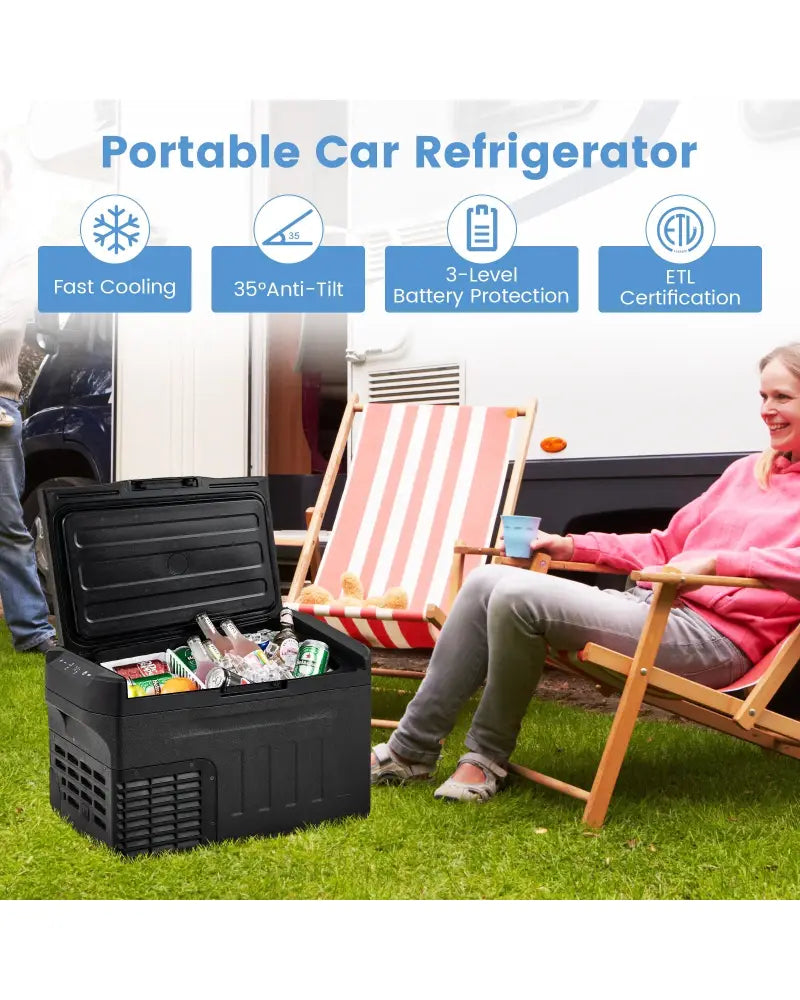 12 Volt Car Refrigerator with Adjustable Range and Divider for Camping RV Travel Fishing Home-S - Coolers