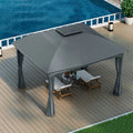 12 x 10 Feet Canopy Double Vented Heavy Duty Steel Gazebo-Gray - Gray - Gazebos