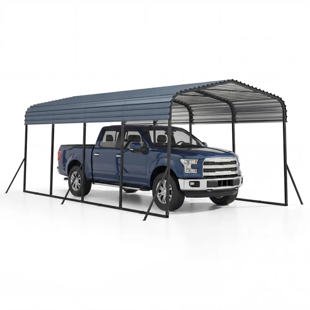 12 x 20 Feet Heavy-Duty Carport Outdoor Galvanized Steel Garage Car Shelter-Black - Black - Carports