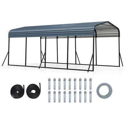 12 x 20 Feet Heavy-Duty Carport Outdoor Galvanized Steel Garage Car Shelter-Black - Black - Gazebos
