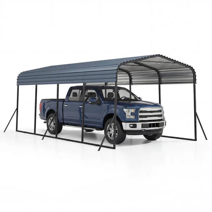 12 x 20 Feet Heavy-Duty Carport Outdoor Galvanized Steel Garage Car Shelter-Black - Black - Gazebos