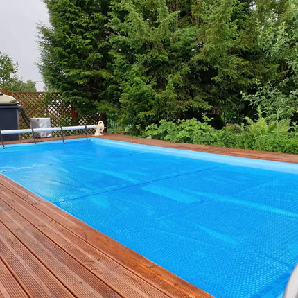 12 x 24 Feet Rectangle Swimming Pool Cover 12-MIL Heat Retaining Pool Solar Blanket with Carrying Bag - Blue - Swimming