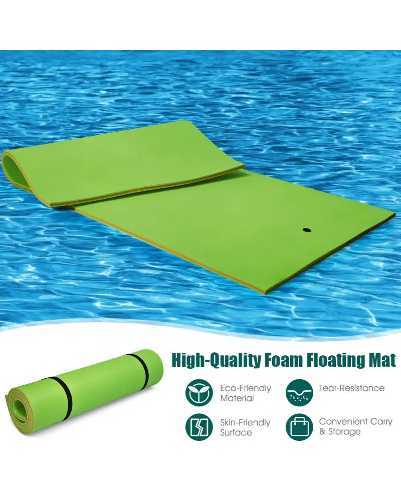 12€™ x 6€™ 3 Layer Floating Water Pad-Green - Green - Swimming