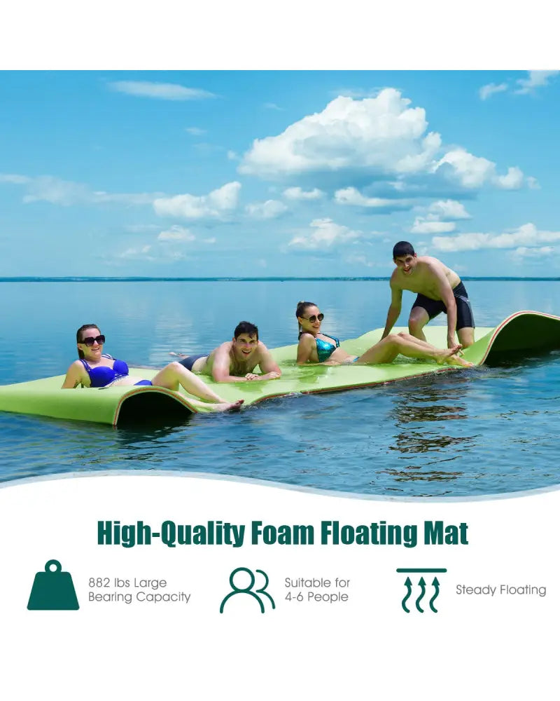 12€™ x 6€™ 3 Layer Floating Water Pad-Green - Green - Swimming