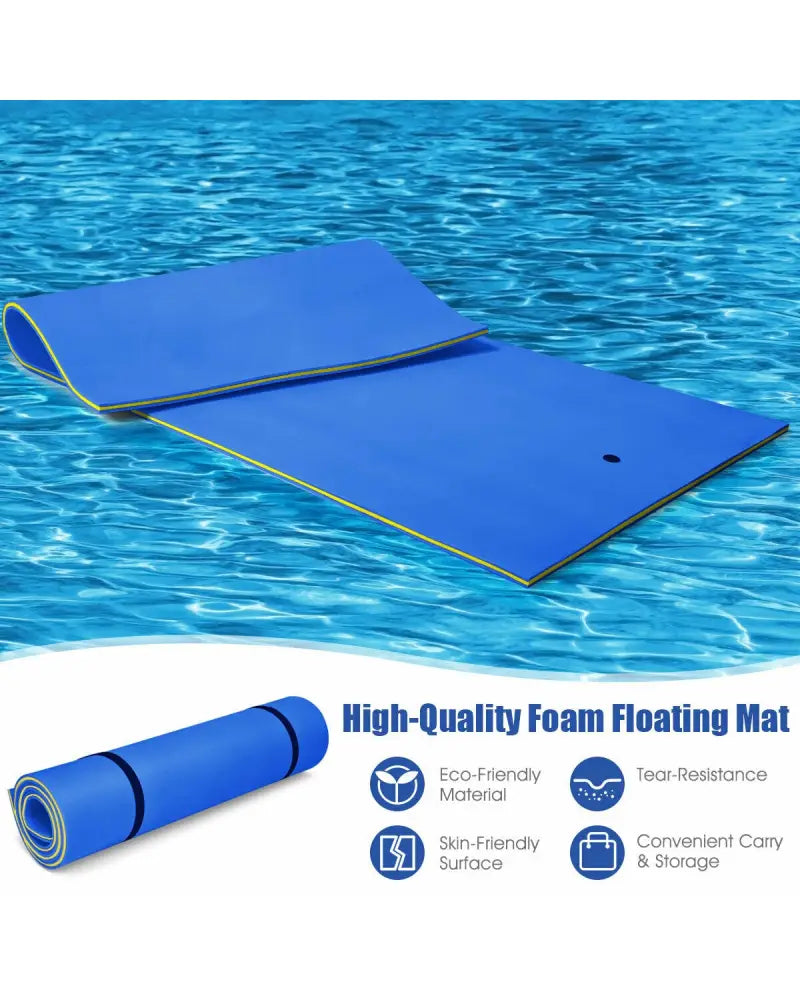 12 x 6 Feet 3 Layer Floating Water Pad-Blue - Blue - Swimming
