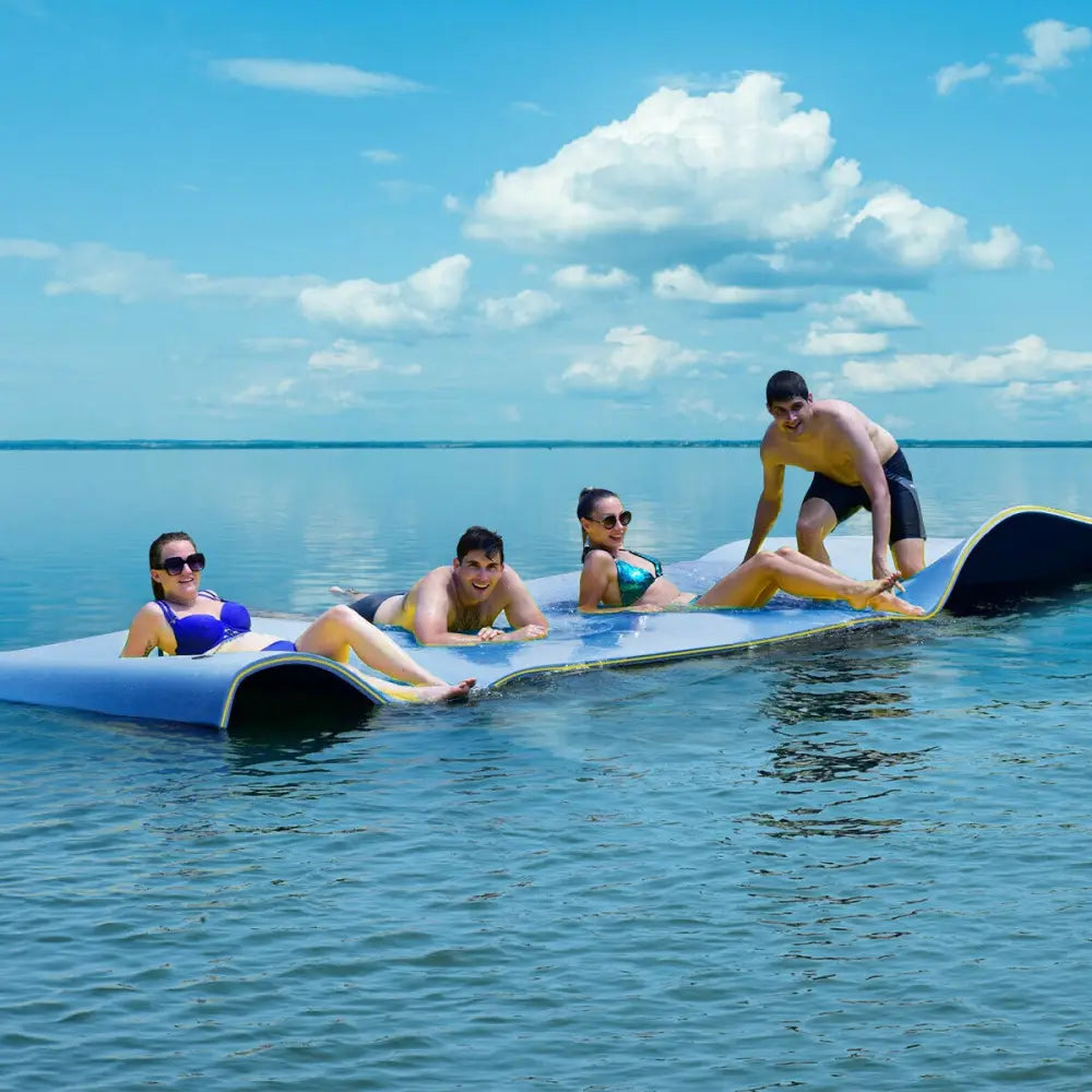 12 x 6 Feet 3 Layer Floating Water Pad-Blue - Blue - Swimming