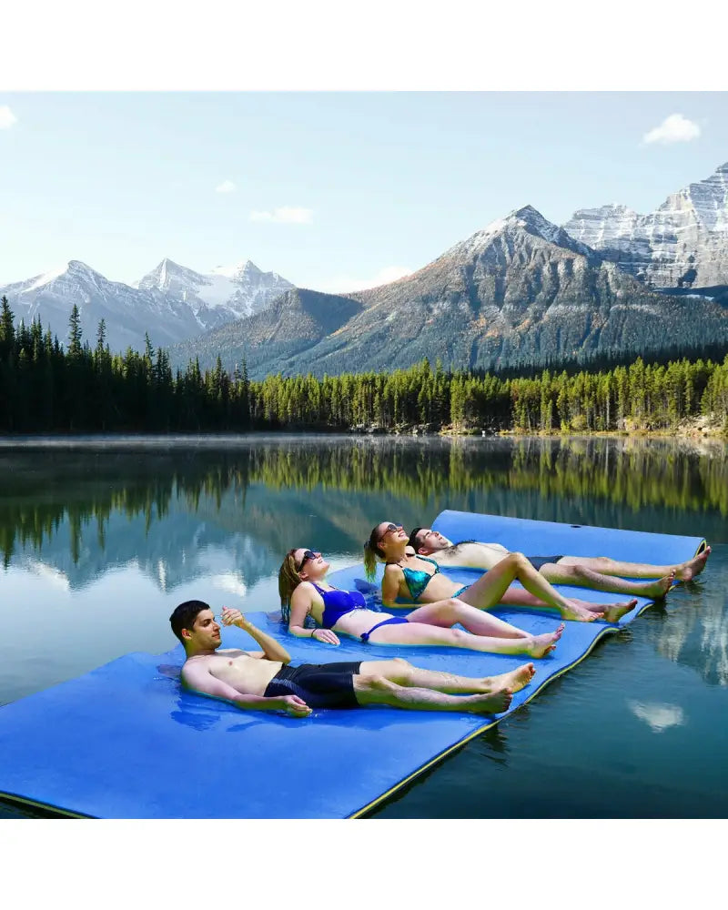12 x 6 Feet 3 Layer Floating Water Pad-Blue - Blue - Swimming