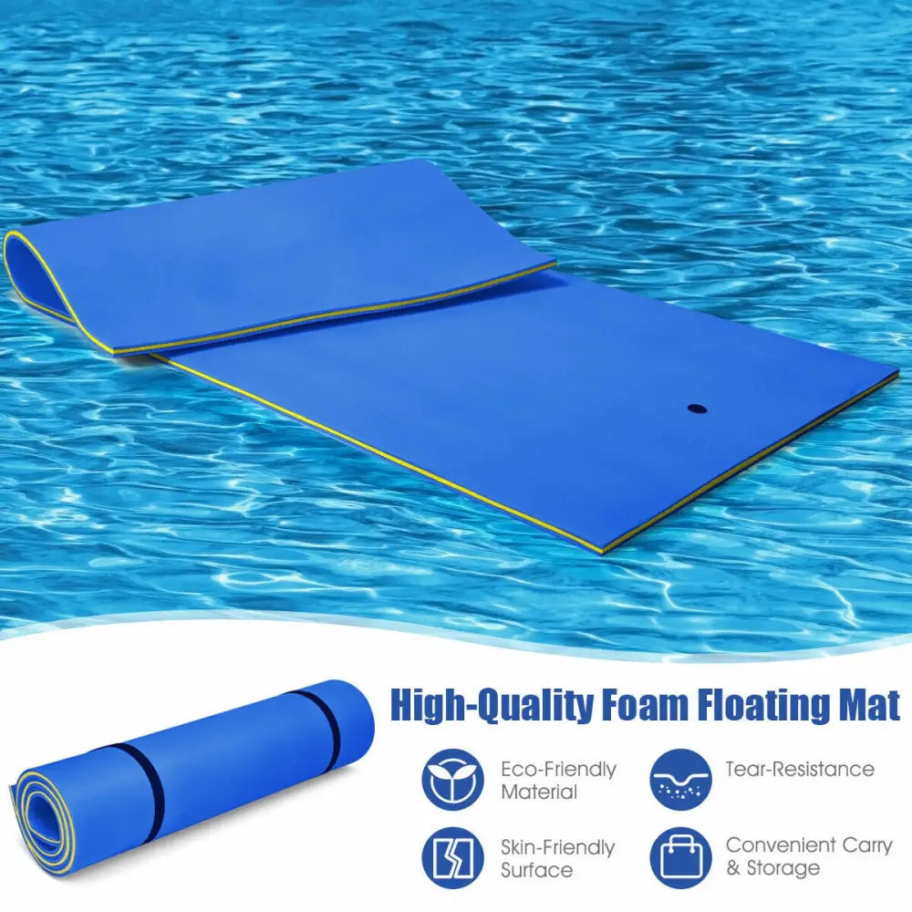 12 x 6 Feet 3 Layer Floating Water Pad-Blue - Blue - Swimming