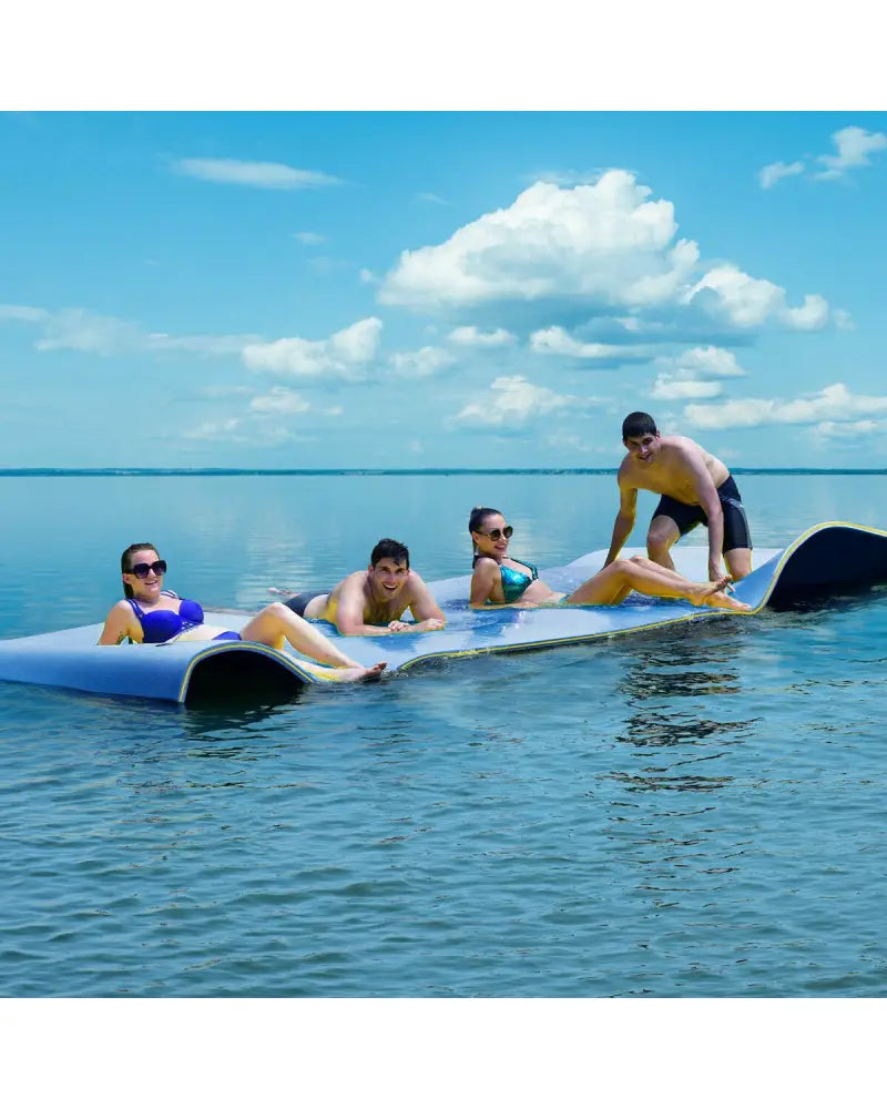 12 x 6 Feet 3 Layer Floating Water Pad-Blue - Blue - Swimming