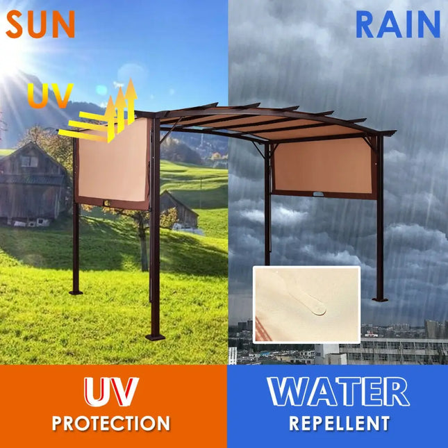 12 x 9 Feet Outdoor Pergola Gazebo with Retractable Canopy Shades - Brown - Gazebos