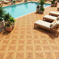 12 x 12 Inch 24 Pieces Acacia Wood Interlocking Deck Tiles with Waterproof Design-Natural - Natural - Outdoor Deck