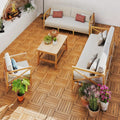 12 x 12 Inch 27 Pieces Acacia Wood Interlocking Deck Tiles with Waterproof Design-Natural - Natural - Outdoor Deck