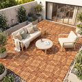12 x 12 Inch 27 Pieces Acacia Wood Interlocking Deck Tiles-Natural - Natural - Outdoor Deck Tiles & Planks