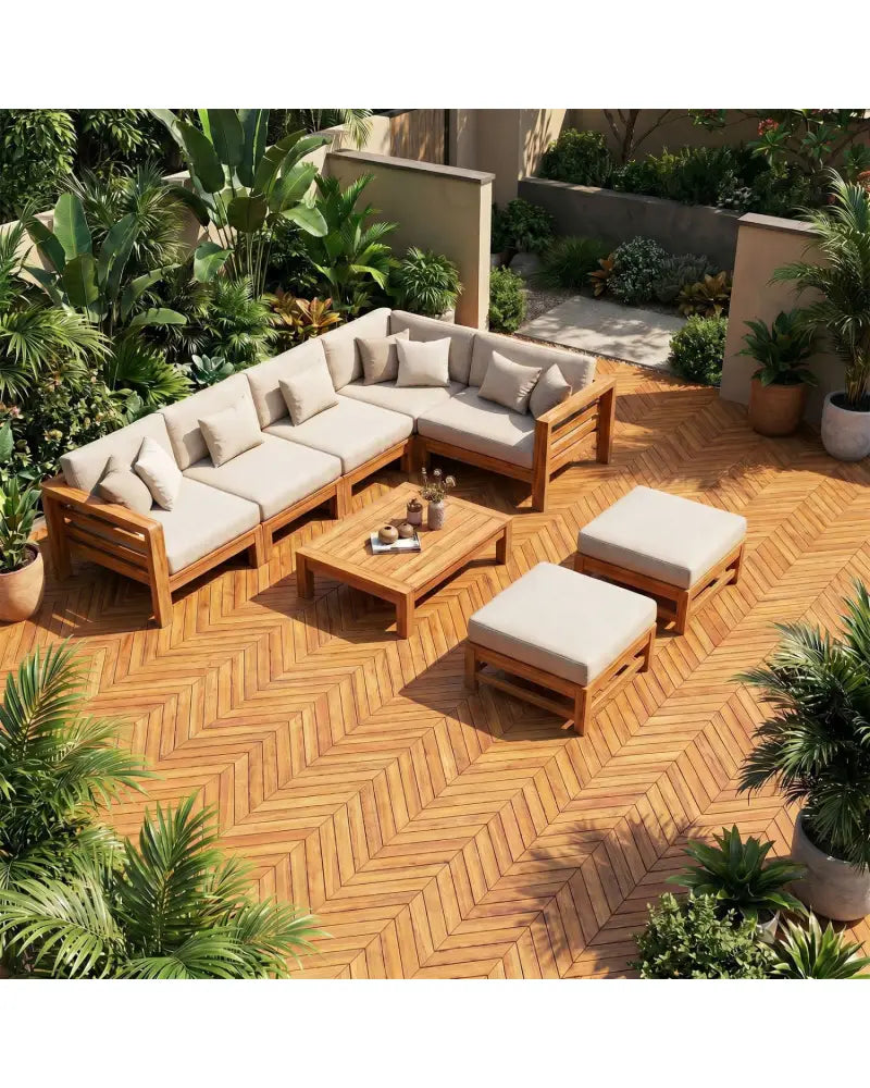 12 x 12 Inch 30 Pieces Acacia Wood Interlocking Deck Tiles- Natural - Natural - Outdoor Deck Tiles & Planks