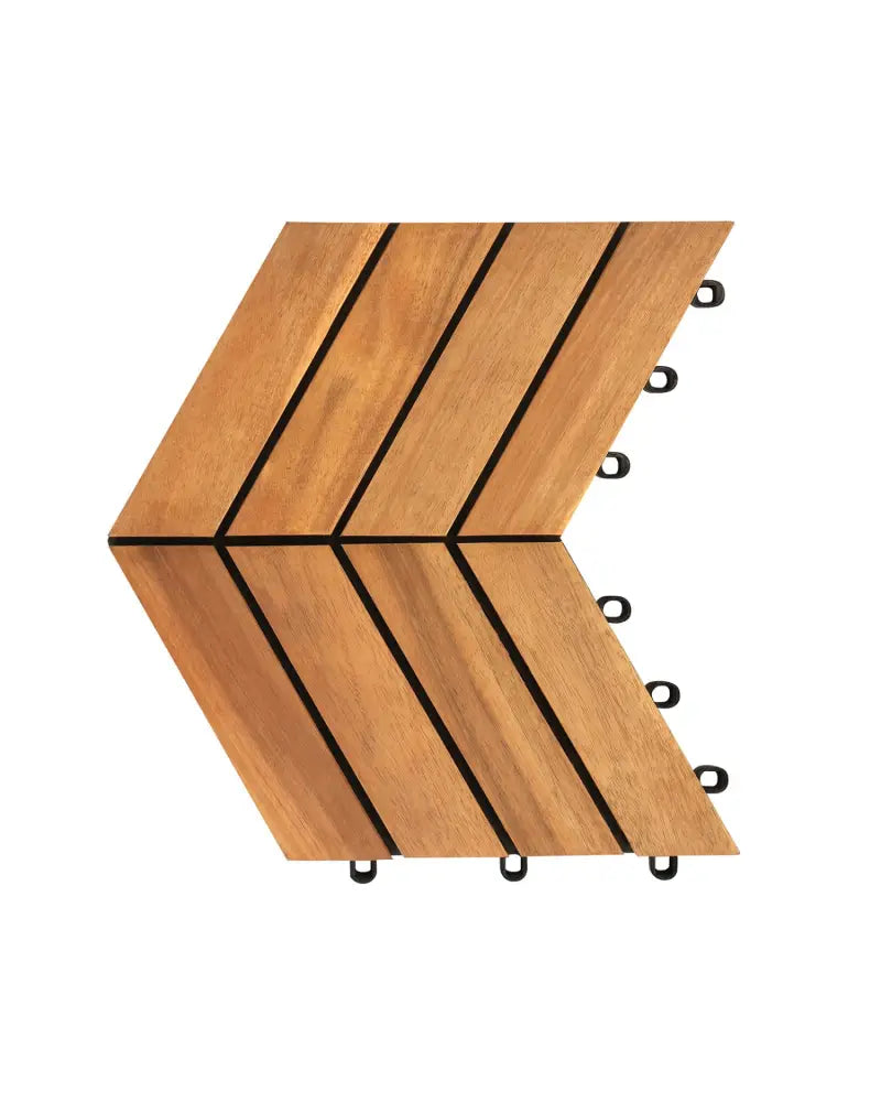 12 x 12 Inch 30 Pieces Acacia Wood Interlocking Deck Tiles- Natural - Natural - Outdoor Deck Tiles & Planks