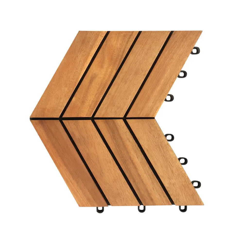 12 x 12 Inch 30 Pieces Acacia Wood Interlocking Deck Tiles- Natural - Natural - Outdoor Deck Tiles & Planks