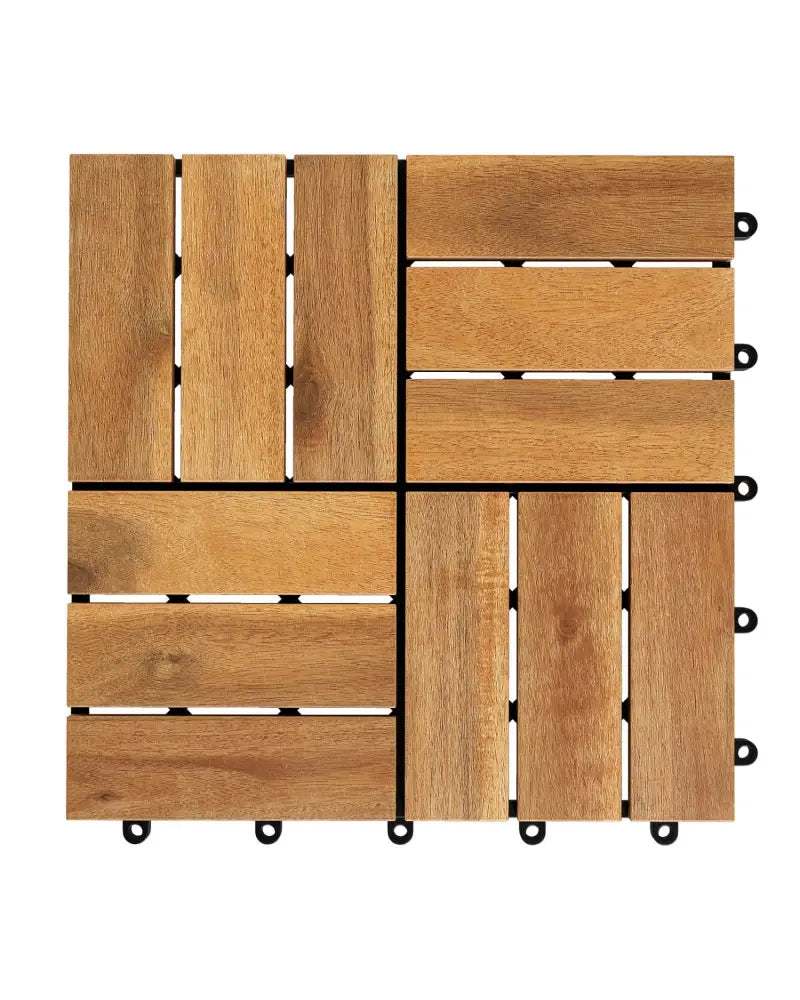 12 x 12 Inch 54 Pieces Acacia Wood Interlocking Deck Tiles with Waterproof Design-Natural - Natural - Outdoor Deck