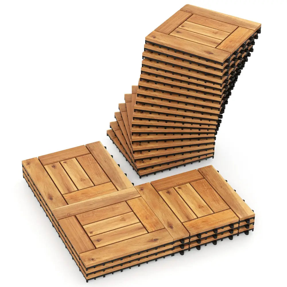 12’’ x 12’’ Indoor Outdoor Floor Tiles for Patio Balcony Backyard Porch Poolside-Natural - Natural - Outdoor Deck Tiles