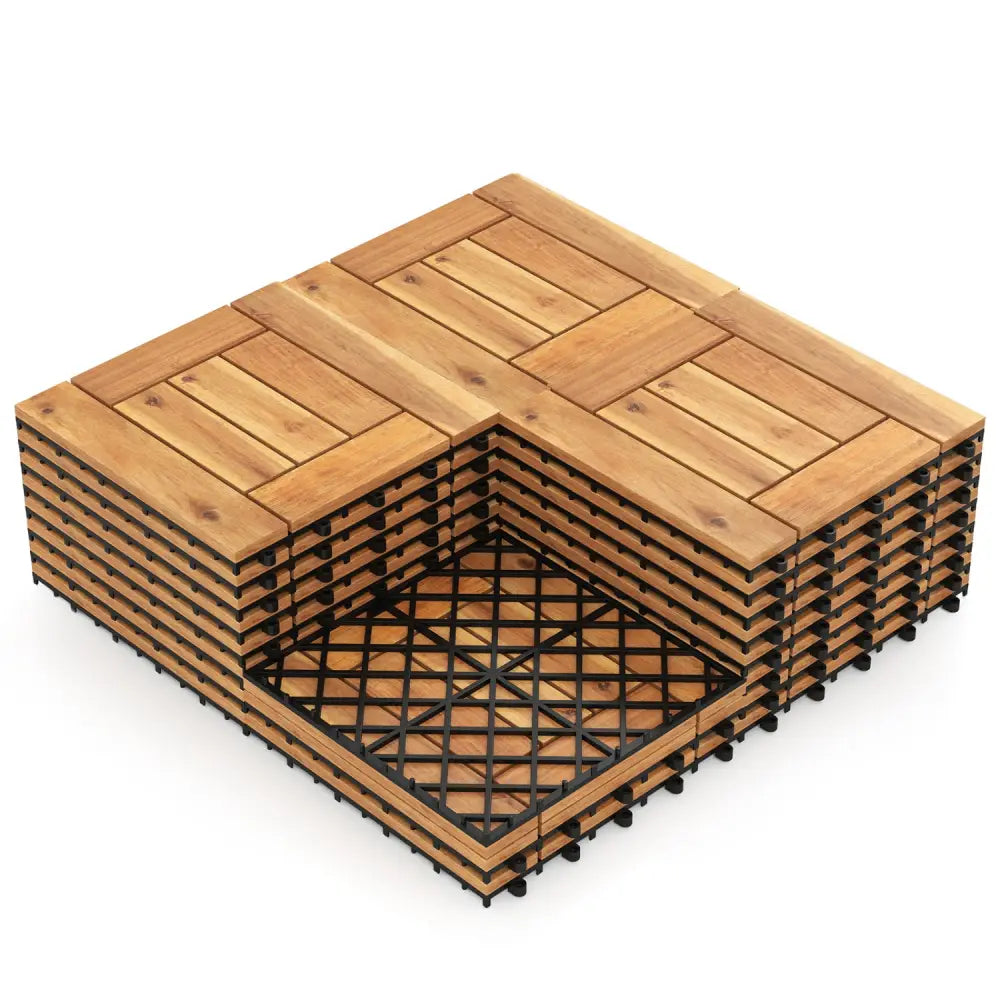 12’’ x 12’’ Indoor Outdoor Floor Tiles for Patio Balcony Backyard Porch Poolside-Natural - Natural - Outdoor Deck Tiles