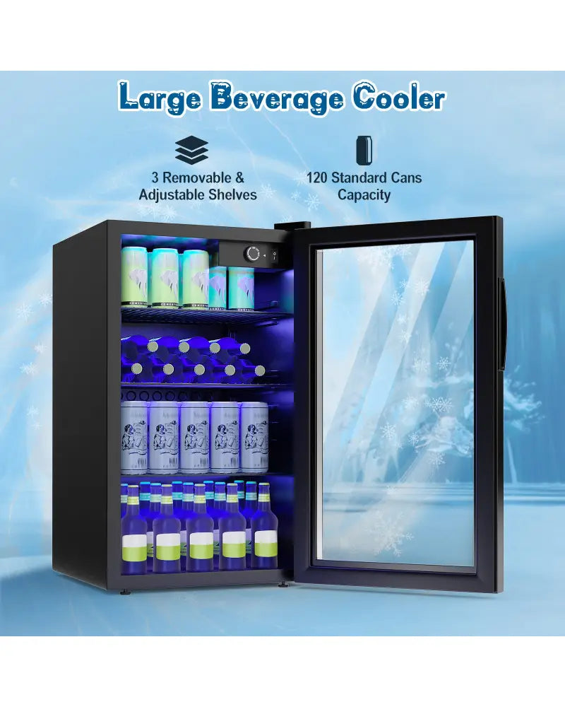 120 Can Beverage Mini Refrigerator with Glass Door - Wine & Beverage Coolers