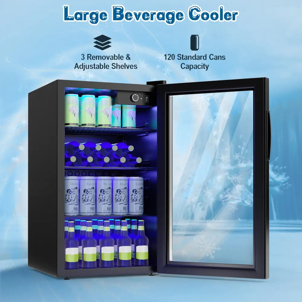 120 Can Beverage Mini Refrigerator with Glass Door - Wine & Beverage Coolers