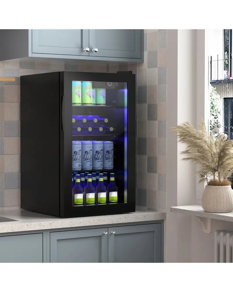 120 Can Beverage Mini Refrigerator with Glass Door - Wine & Beverage Coolers