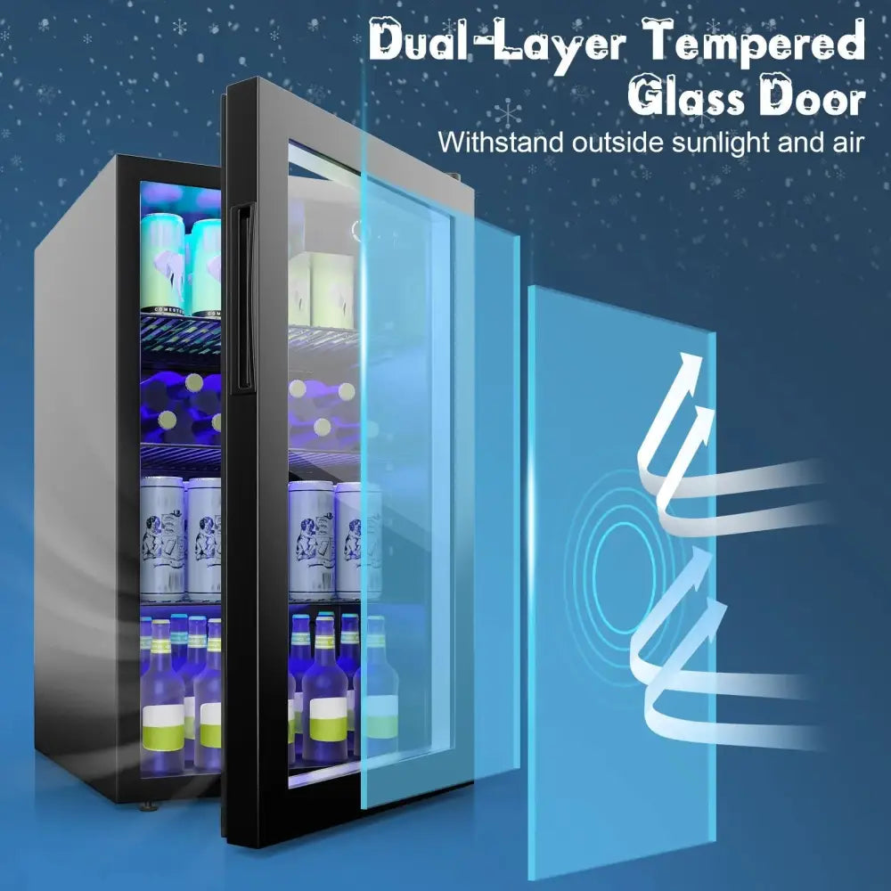 120 Can Beverage Mini Refrigerator with Glass Door Costway