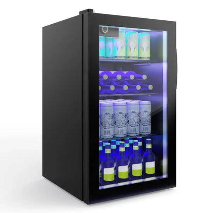 120 Can Beverage Mini Refrigerator with Glass Door Costway