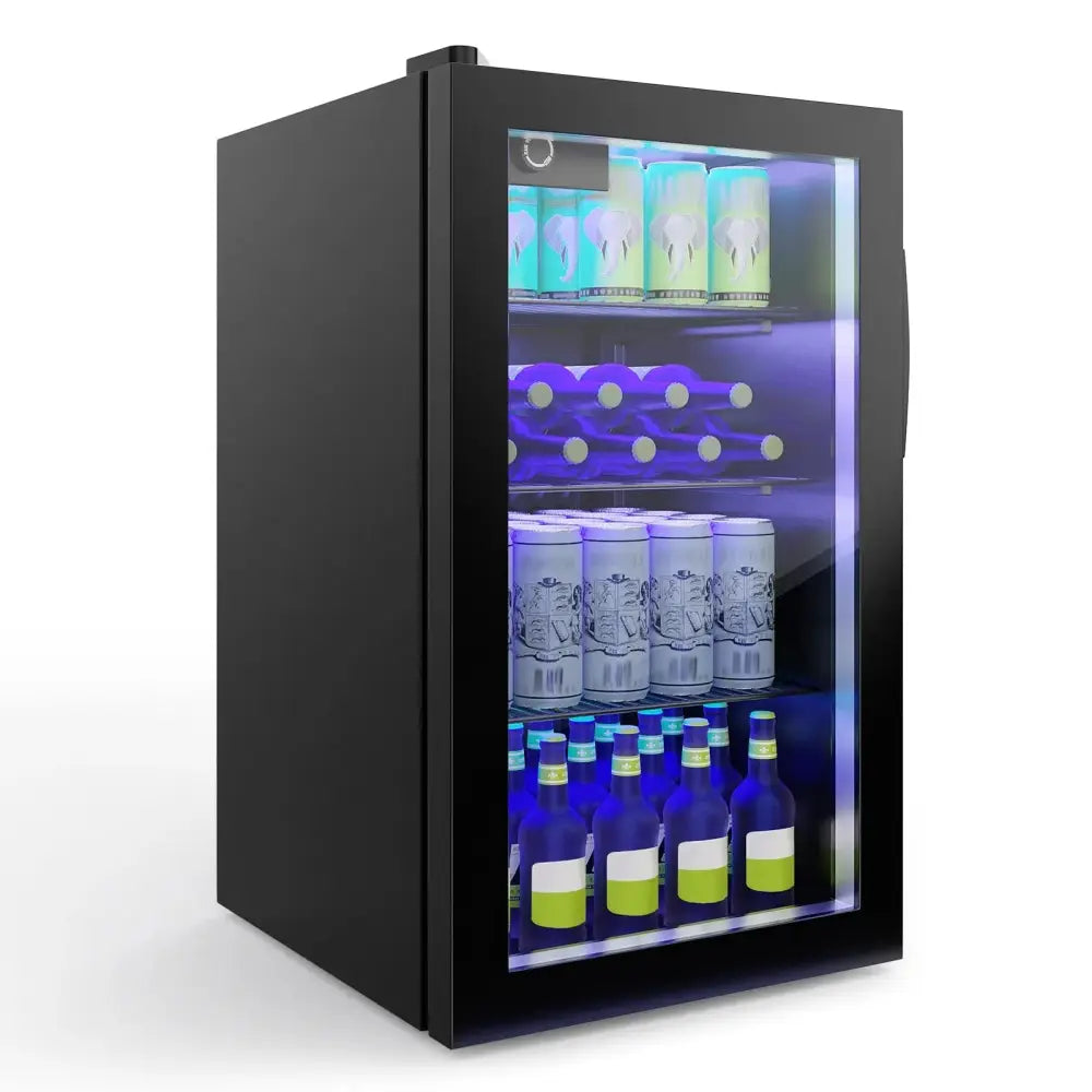 120 Can Beverage Mini Refrigerator with Glass Door Costway