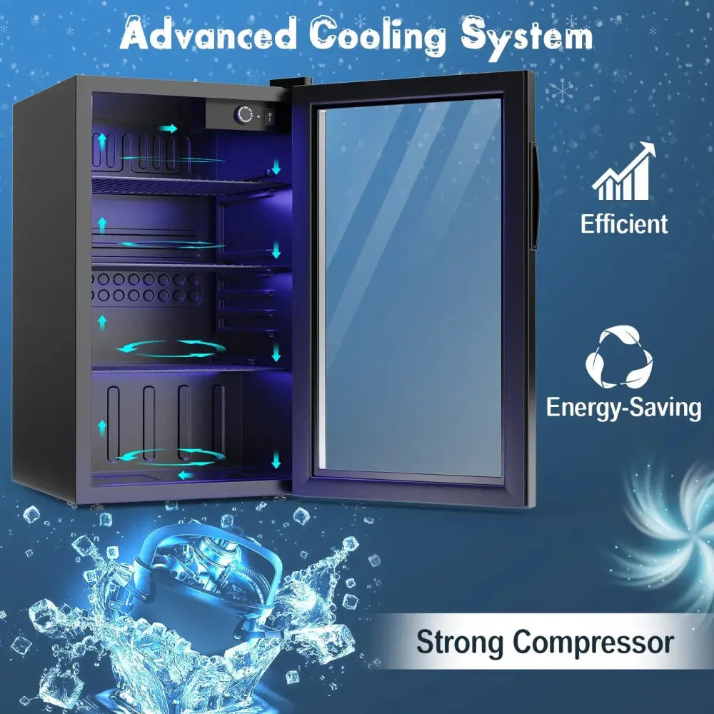 120 Can Beverage Mini Refrigerator with Glass Door Costway
