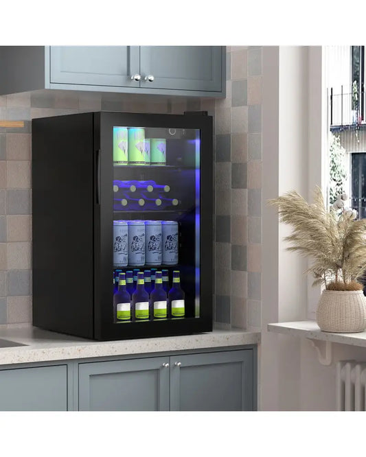 120 Can Beverage Mini Refrigerator with Glass Door - Wine & Beverage Coolers