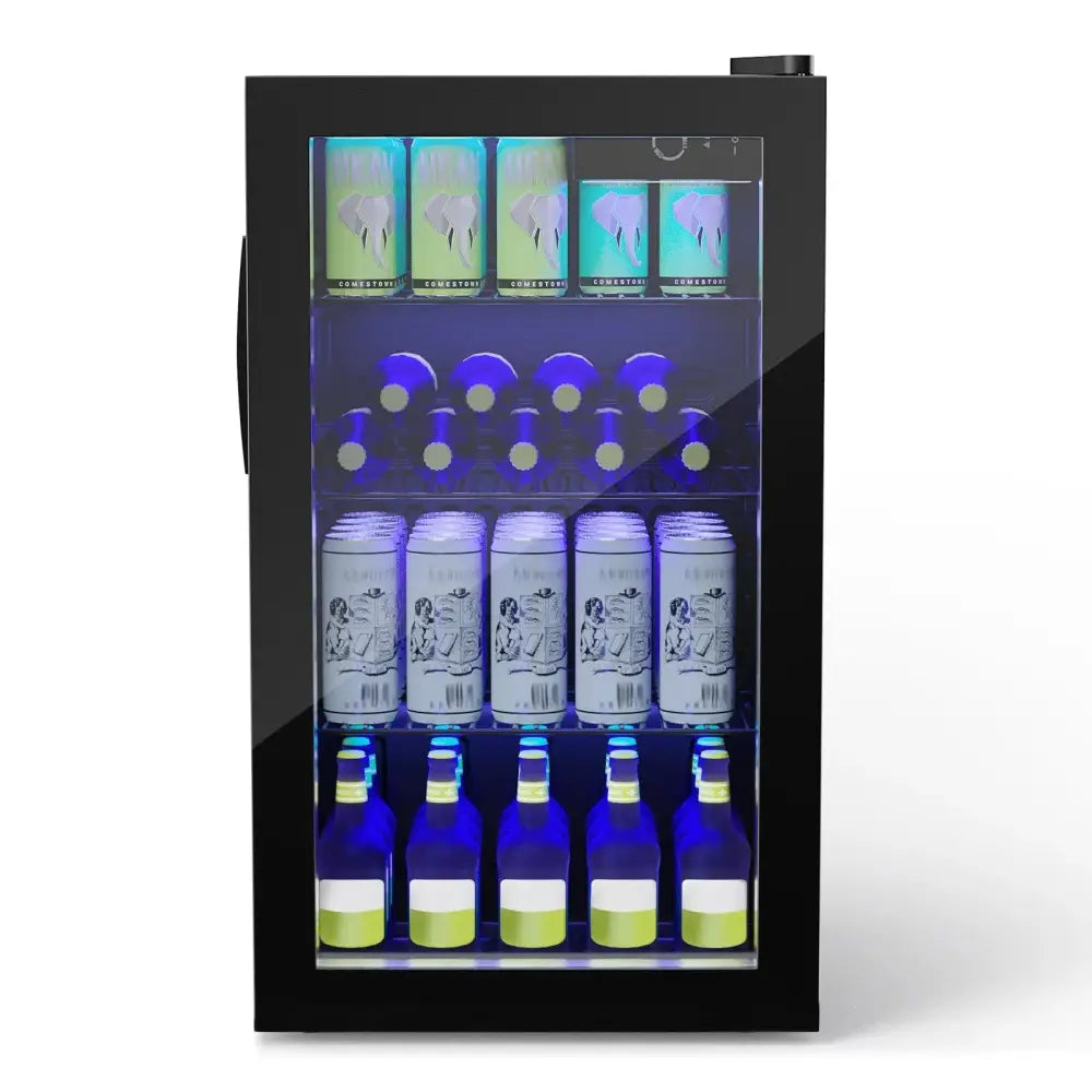 120 Can Beverage Mini Refrigerator with Glass Door Costway
