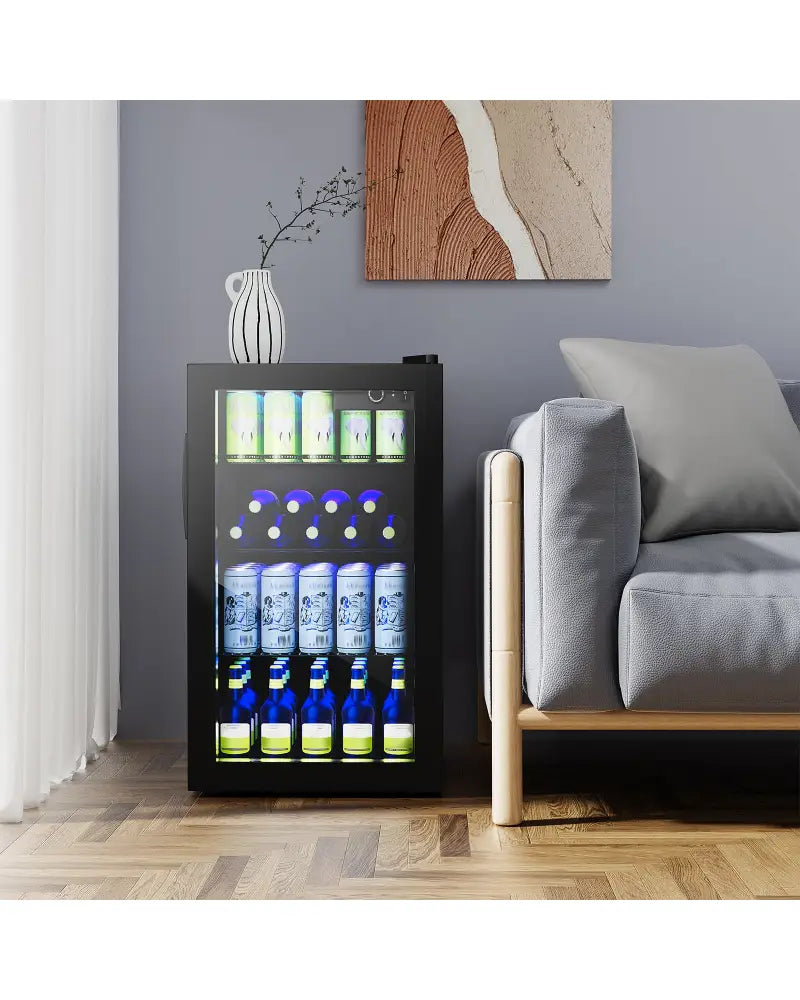 120 Can Beverage Mini Refrigerator with Glass Door - Wine & Beverage Coolers