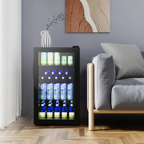 120 Can Beverage Mini Refrigerator with Glass Door - Wine & Beverage Coolers