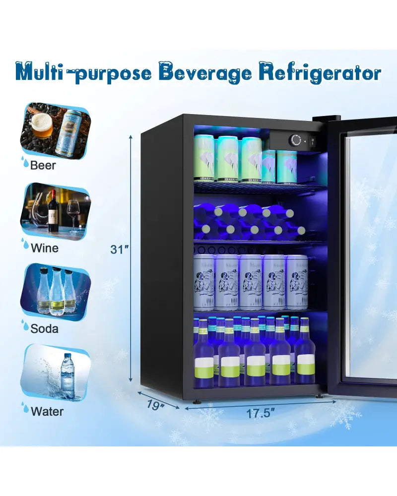120 Can Beverage Mini Refrigerator with Glass Door - Wine & Beverage Coolers