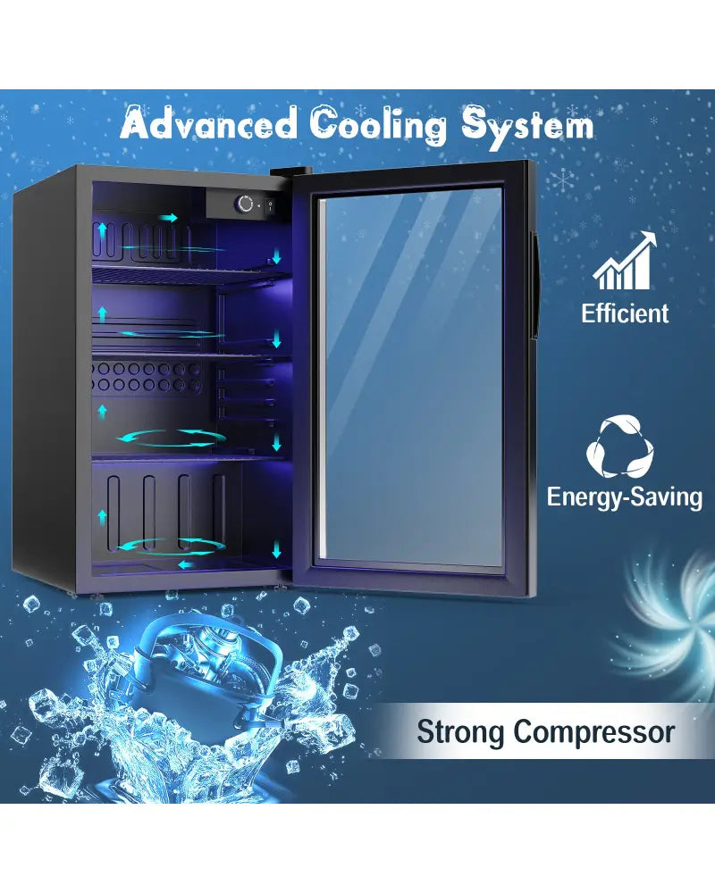 120 Can Beverage Mini Refrigerator with Glass Door - Wine & Beverage Coolers