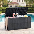 120 Gal Outdoor Deck Box with Lid and Handles for Garden Tools-Black - Black - Sheds & Outdoor Storage